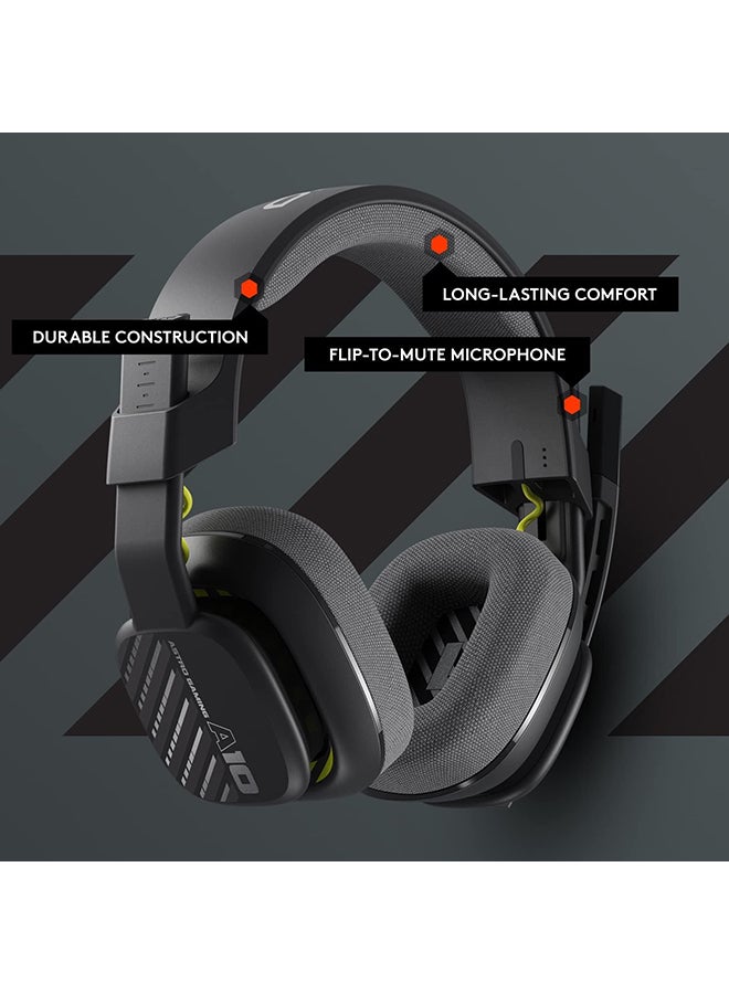 ASTRO - ASTRO A10 Gaming Headset Gen 2 Wired Headset - Over-ear gaming headphones with flip-to-mute microphone, 32 mm drivers, compatible with PlayStation, PC - Black - Image 1