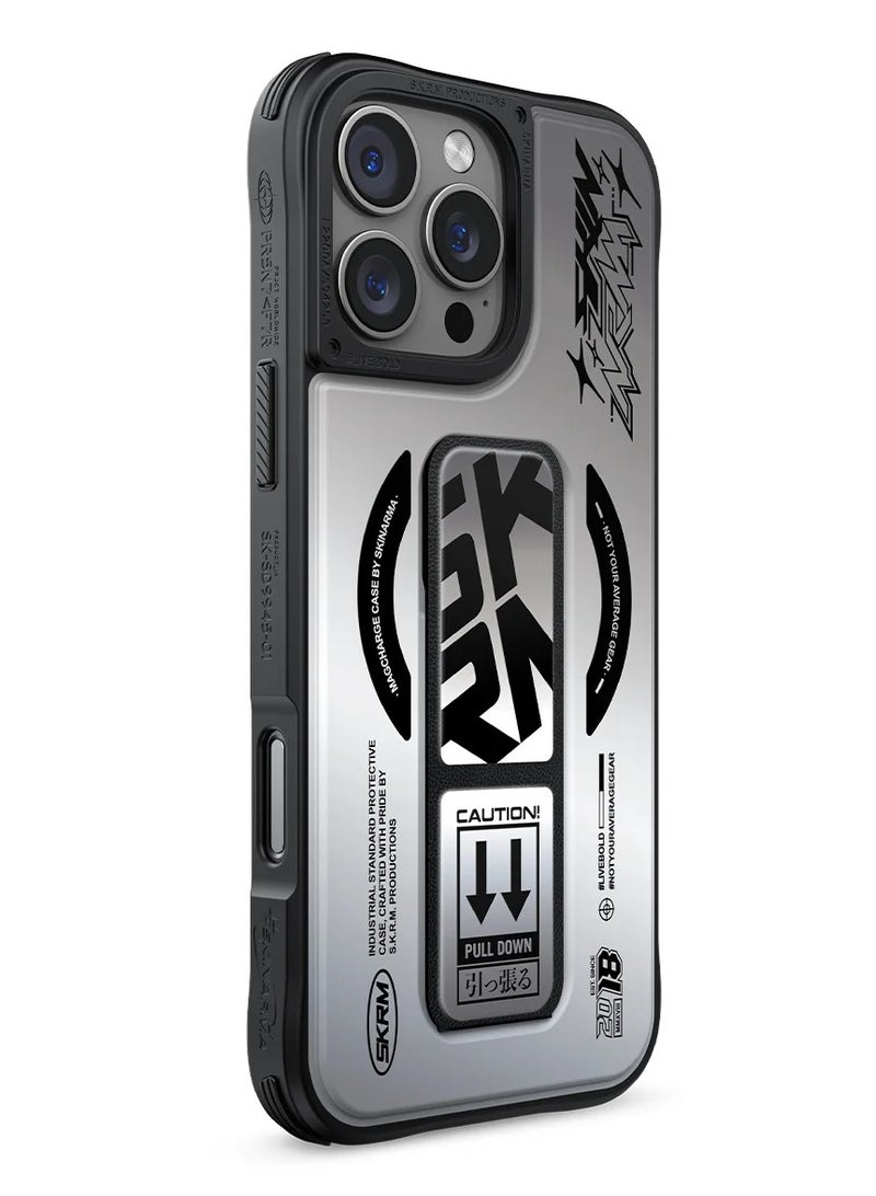 Skinarma - Series Kira Kobai Protective Case With Extendable Grip-Stand (Grip stand) Extends Out Wards For Hands-Free Viewing Mag-Charge Secure Magnetic Alignment Compatible With iPhone 16 Pro Max - Silver - Image 1
