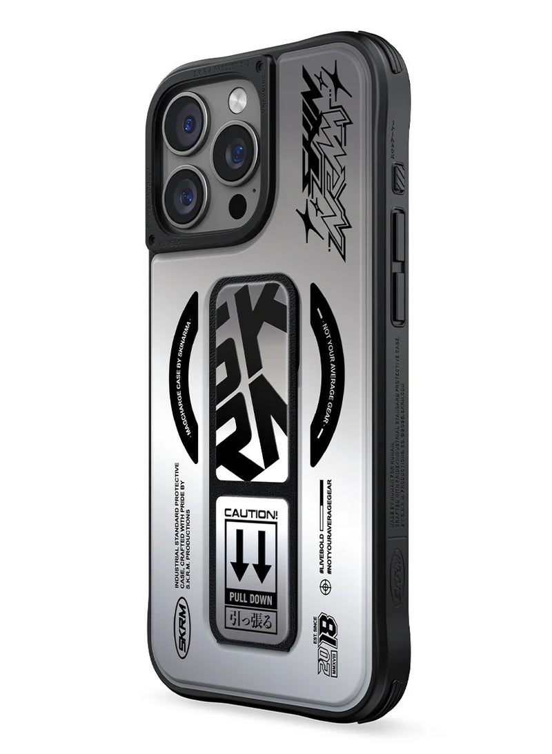 Skinarma - Series Kira Kobai Protective Case With Extendable Grip-Stand (Grip stand) Extends Out Wards For Hands-Free Viewing Mag-Charge Secure Magnetic Alignment Compatible With iPhone 16 Pro Max - Silver - Image 1