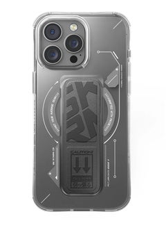 Series Helio Protective Case With Extenable Grip-Stand Extends OutWards For Hands-Free Viewing Mag-Charge Secure Magnetic Alignment compatible with iPhone 16 Pro - Grey
