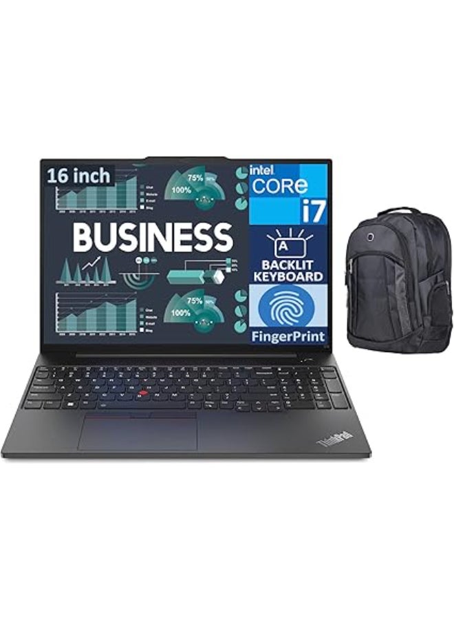 Renewed ThinkPad E16 Laptop With 16-Inch Display, Intel Core i7-1355U Processor/48GB RAM/1TB SSD/Intel Iris XE Graphics/Windows 11 Pro + Bag English Black