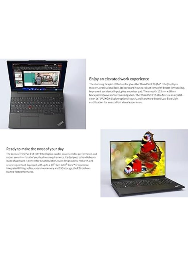 Lenovo Renewed ThinkPad E16 Laptop With 16-Inch Display, Intel Core i7-1355U Processor/48GB RAM/1TB SSD/Intel Iris XE Graphics/Windows 11 Pro + Bag English Black  - Image 2