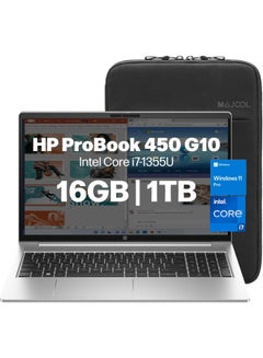 HP ProBook 450 G10 Laptop With 15.6-Inch Display, Intel Core i7-1355U Processor/16GB RAM/1TB SSD/Intel Iris XE Graphics/Windows 11 Pro + Bag English Silver  - Image 1