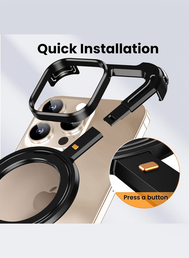 MARGOUN (for iPhone 16 Pro Max) 2 Pack Case and Screen Protector 360° Rotation, Aluminum and Metal Stand, Frameless, Shock Grade Protective Case Black - Image 5