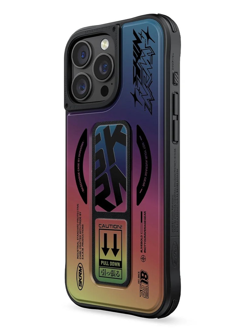Skinarma Series Kira Kobai Protective Case With Extendable Grip-Stand (Grip stand) Extends Out Wards For Hands-Free Viewing Mag-Charge Secure Magnetic Alignment compatible with iPhone 16 Pro Max - Holographic  - Image 2