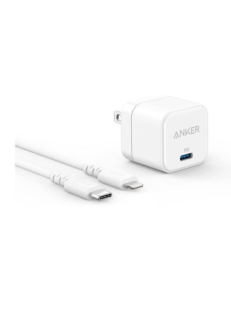 Anker USB C Charger, Anker Fast Charger with Foldable Plug, PowerPort III 20W Cube Charger for iPhone 14/14 Plus/14 Pro/14 Pro Max/13, Galaxy, iPad/iPad Mini and More (Cable Not Included) White  - Image 1
