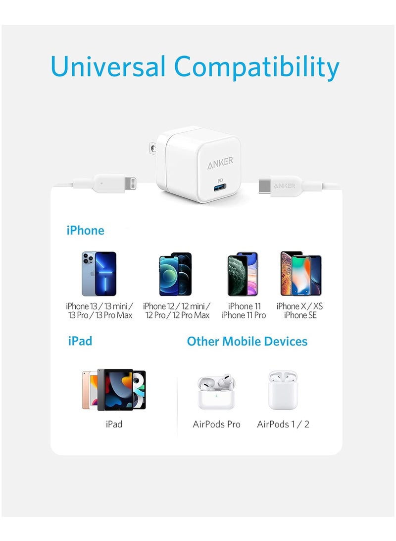 USB C Charger, Anker Fast Charger with Foldable Plug, PowerPort III 20W Cube Charger for iPhone 14/14 Plus/14 Pro/14 Pro Max/13, Galaxy, iPad/iPad Mini and More (Cable Not Included) White - pnsku/N70113644V/45/_/1727074936/4966c513-a73a-4a4e-bdb0-23e14d7bb1be