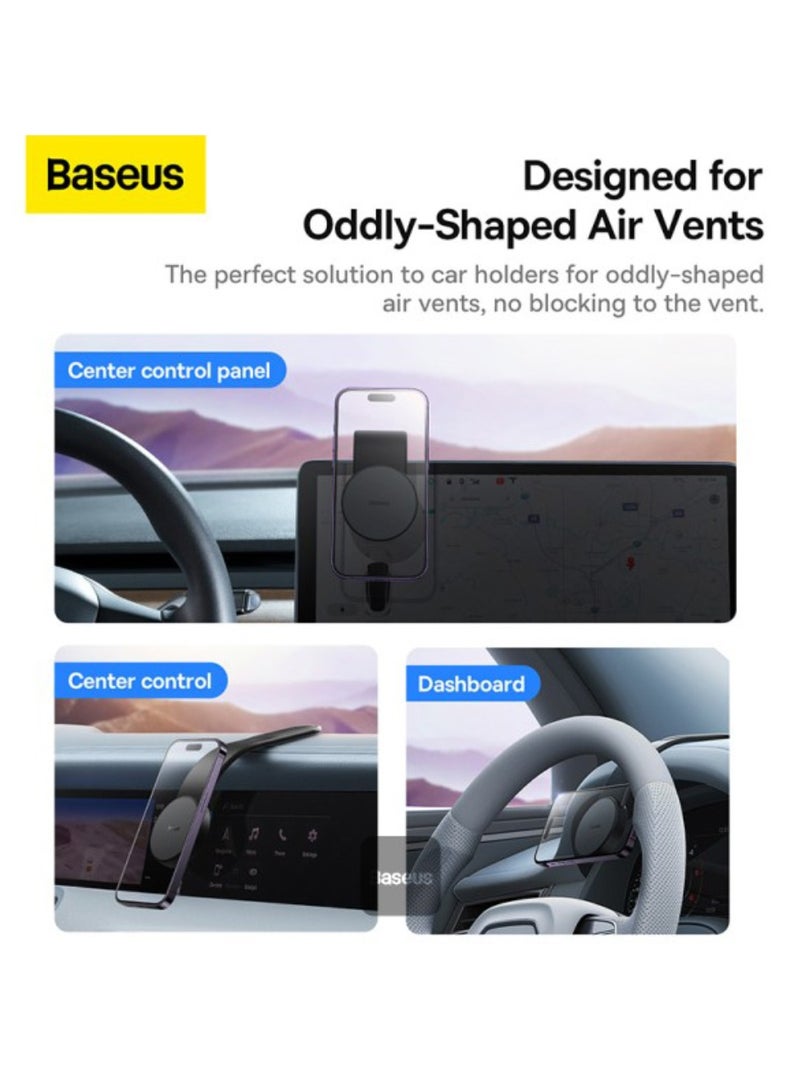 Baseus - C02 Magsafe Car Mount, Magnetic Phone Holder For Car, Magsafe Car Dash Mount Compatible With iPhone 14/13/12 Series, Bendable Memory Titanium Alloy For All Dashboard - Black - Image 1