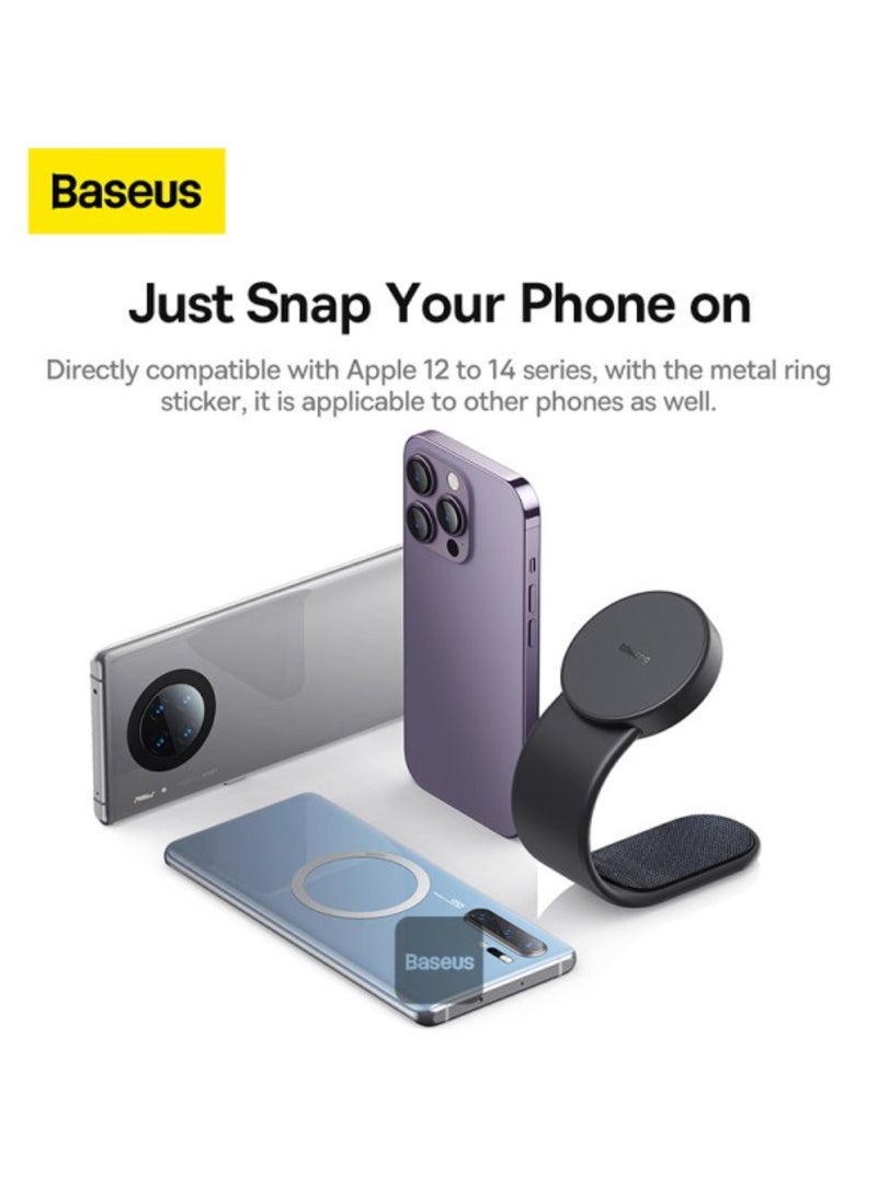 Baseus - C02 Magsafe Car Mount, Magnetic Phone Holder For Car, Magsafe Car Dash Mount Compatible With iPhone 14/13/12 Series, Bendable Memory Titanium Alloy For All Dashboard - Black - Image 1