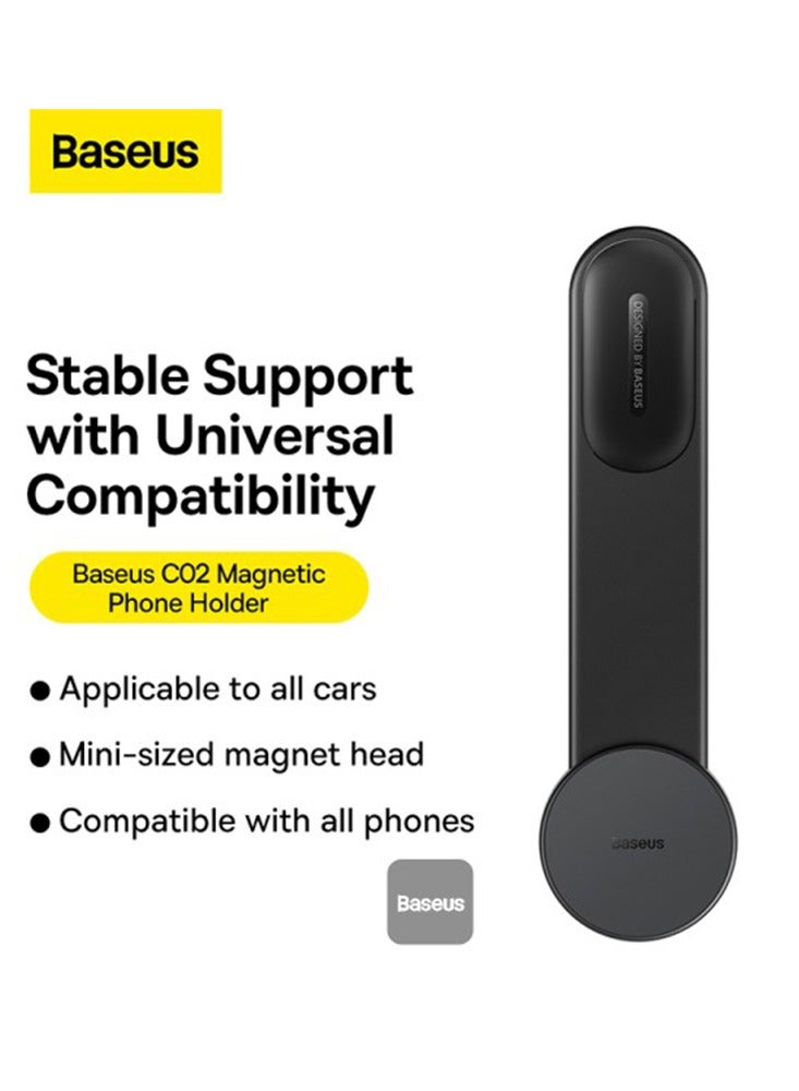 Baseus - C02 Magsafe Car Mount, Magnetic Phone Holder For Car, Magsafe Car Dash Mount Compatible With iPhone 14/13/12 Series, Bendable Memory Titanium Alloy For All Dashboard - Black - Image 1