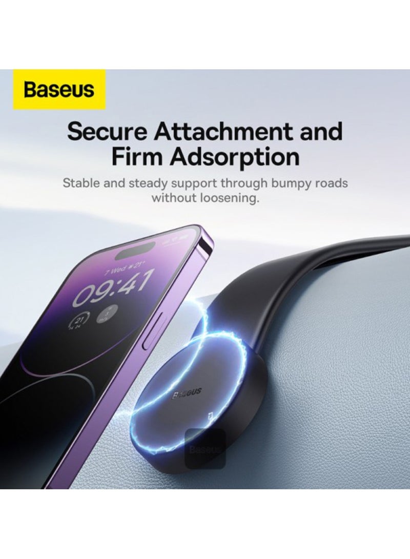 Baseus - C02 Magsafe Car Mount, Magnetic Phone Holder For Car, Magsafe Car Dash Mount Compatible With iPhone 14/13/12 Series, Bendable Memory Titanium Alloy For All Dashboard - Black - Image 1