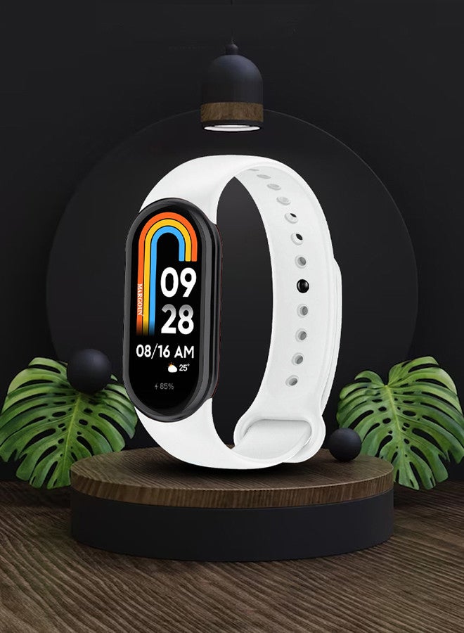 MARGOUN (for Mi Band 9) Strap Soft Silicone Replacement Sport Wristband for Xiaomi Mi Band 9 Watch Band Accessories for Women Men White - Image 4