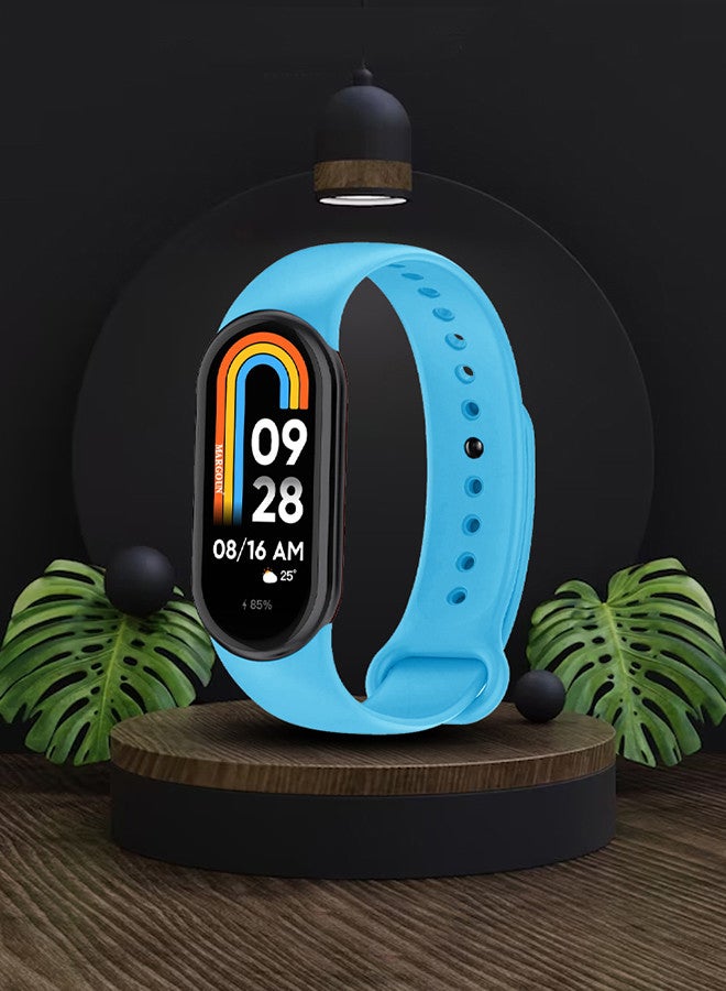 MARGOUN (for Mi Band 9) Strap Soft Silicone Replacement Sport Wristband for Xiaomi Mi Band 9 Watch Band Accessories for Women Men Light Blue - Image 4