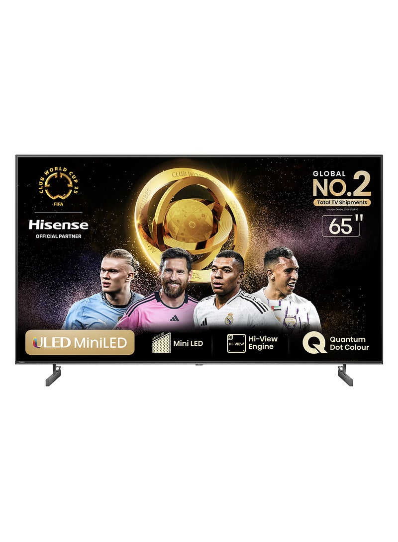 هايسنس - Hisense 65 Inch 4K Miniled, QLed, Smart TV Black, Full local dimming zones ,  2*HDMI type 4K@60Hz with HDCP version 2.2 , eARc* HDMI*1, Smart TV,  HDR10+, Dolby Vision,Dolby Vision ATMOS, 65U6N PRO Black - Image 1