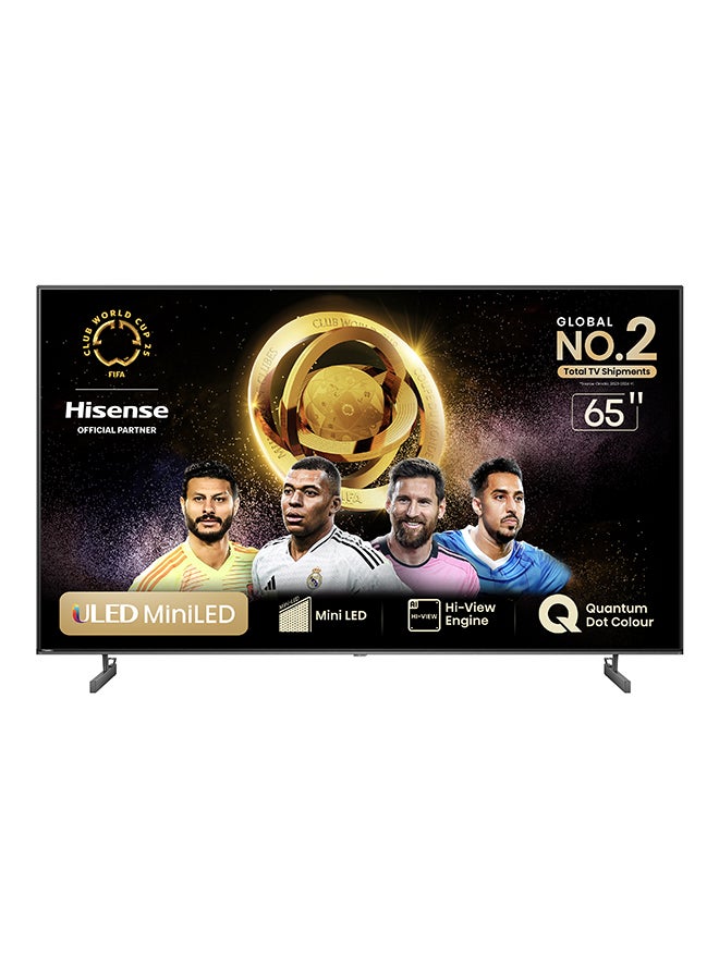 Hisense Hisense 65 Inch 4K Miniled, QLed, Smart TV Black, Full local dimming zones ,  2*HDMI type 4K@60Hz with HDCP version 2.2 , eARc* HDMI*1, Smart TV,  HDR10+, Dolby Vision,Dolby Vision ATMOS, 65U6N PRO Black  - Image 1