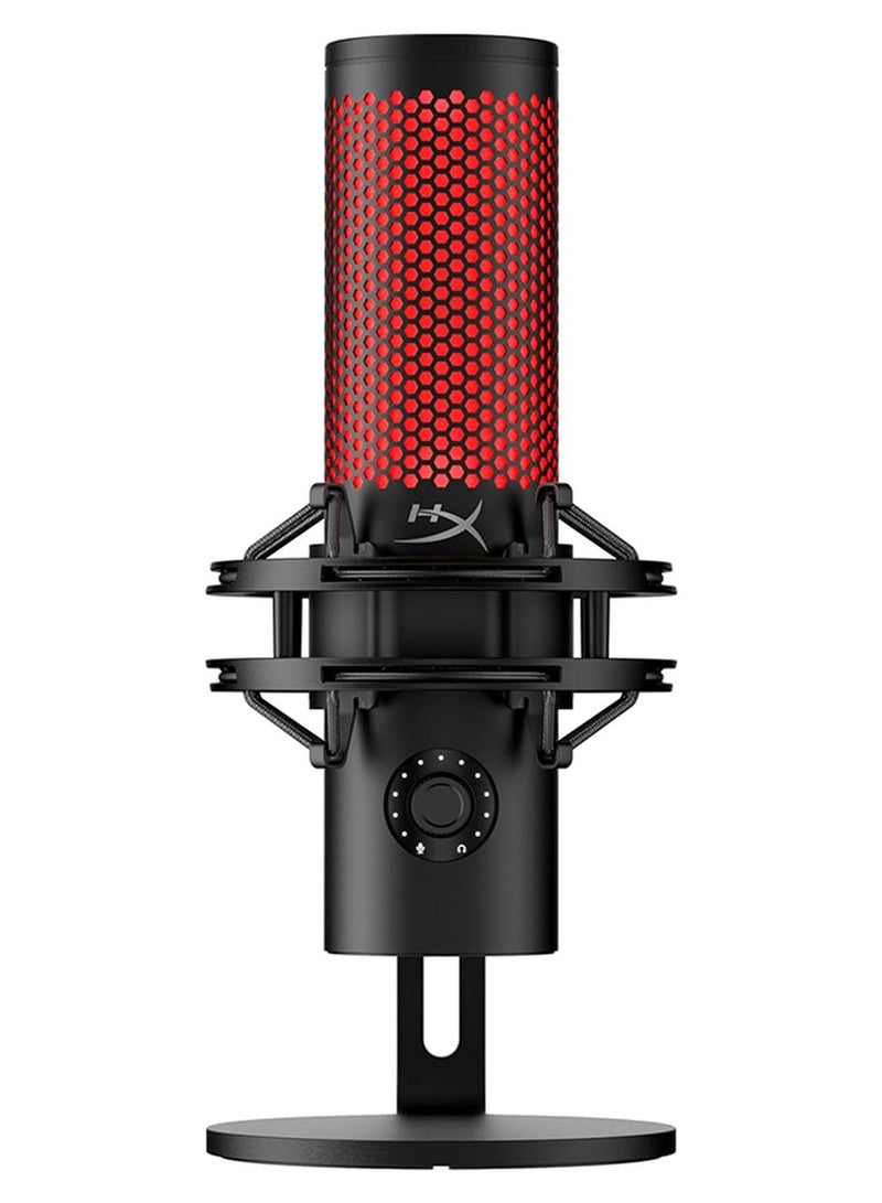 هايبركس كوادكاست 2 – ميكروفون USB للألعاب، البث، والبودكاست، مع عناصر تحكم مدمجة، إضاءة LED، قاعدة صدمة قابلة للإزالة، للكمبيوتر، ماك، PS5، PS4، USB-C - أسود - Image 1