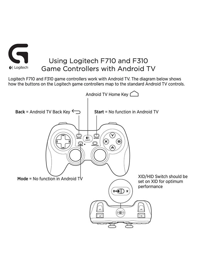 Logitech G F710 Wireless Gamepad, 2.4 GHz Wireless with USB Nano-Receiver, Controller Dual Vibration Feedback, 4 Switch D-Pad, PC/Steam/Windows/AndroidTV