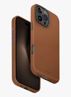 Uniq Series Lyden Vegan Leather Protective Leatherette Case with Aluminum Camera Bezel MagClick-Charging compatible with iPhone 16 Pro Brown  - Image 1