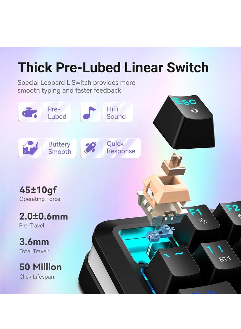 REDRAGON - K708 Mechanical Keyboard , Tri-Modes Gaming Keyboard BT/2.4G/USB-C, Macro Programmable Mechanical Gaming Keyboard,LCD Screen, RGB Backlit, Pre-Lubed Leopard L Switch, 4000mAh Longer Standb - Image 1