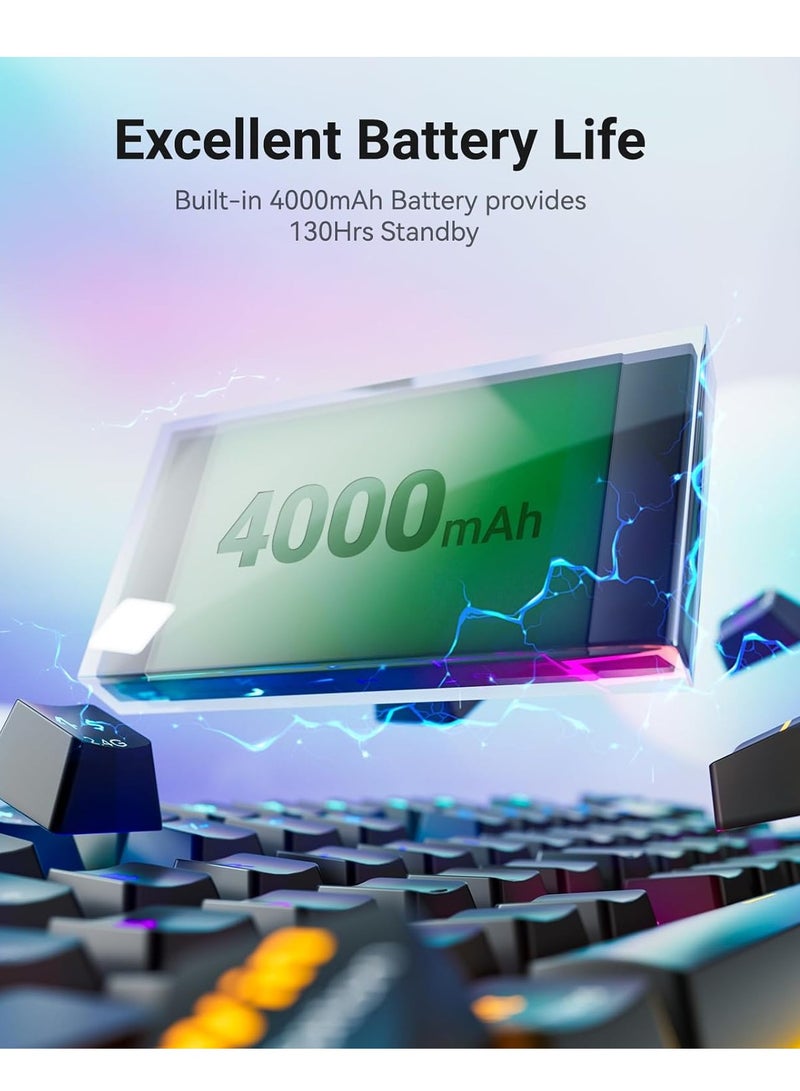 REDRAGON - K708 Mechanical Keyboard , Tri-Modes Gaming Keyboard BT/2.4G/USB-C, Macro Programmable Mechanical Gaming Keyboard,LCD Screen, RGB Backlit, Pre-Lubed Leopard L Switch, 4000mAh Longer Standb - Image 1