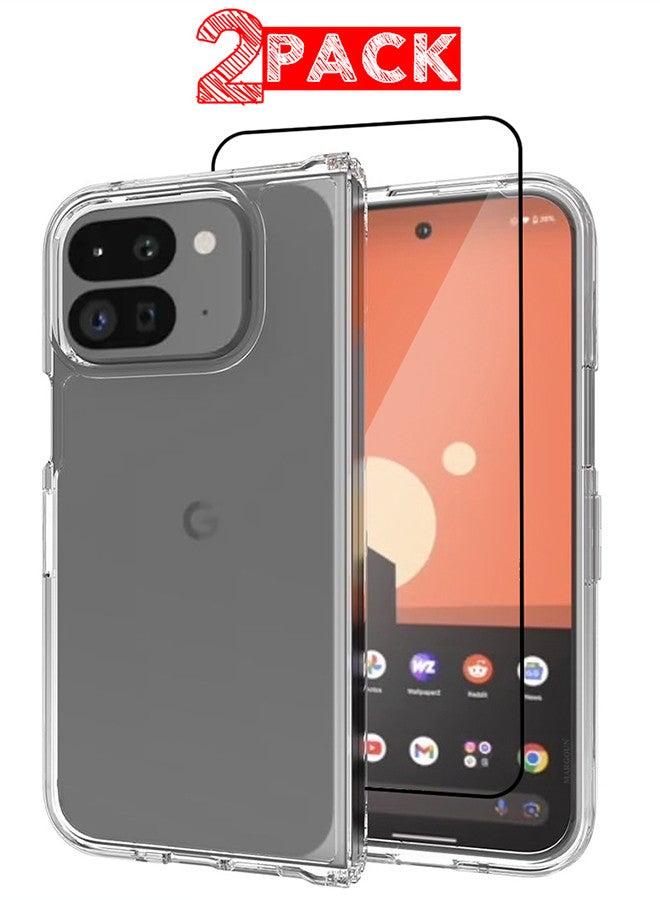 MARGOUN (for Google Pixel 9 Pro Fold 2024/Pixel Fold 2 2024) 2 Pack, Case and Screen Protector Lightweight Soft Clear Shock Resistant Anti-Yellowing Anti-Fingerprint Cover Clear  - Image 1