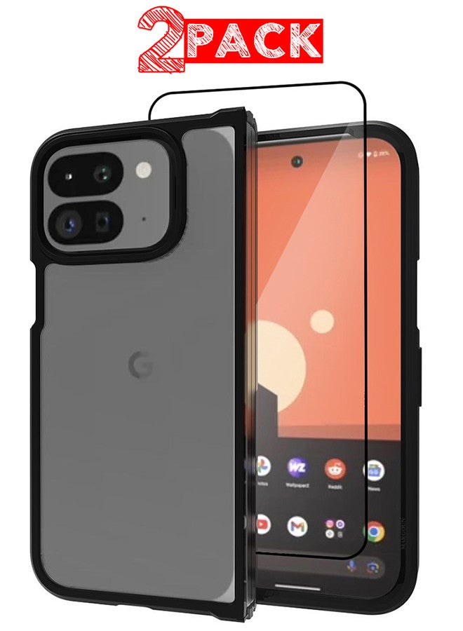 MARGOUN (for Google Pixel 9 Pro Fold 2024/Pixel Fold 2 2024) 2 Pack, Case and Screen Protector Lightweight Soft Clear Shock Resistant Anti-Yellowing Anti-Fingerprint Cover Clear/Black  - Image 1
