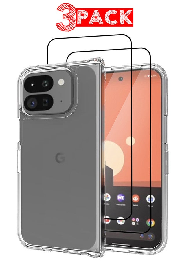 MARGOUN (for Google Pixel 9 Pro Fold 2024/Pixel Fold 2 2024) 3 Pack, Case and 2 Screen Protectors Lightweight Soft Clear Shock Resistant Anti-Yellowing Anti-Fingerprint Cover Clear  - Image 1
