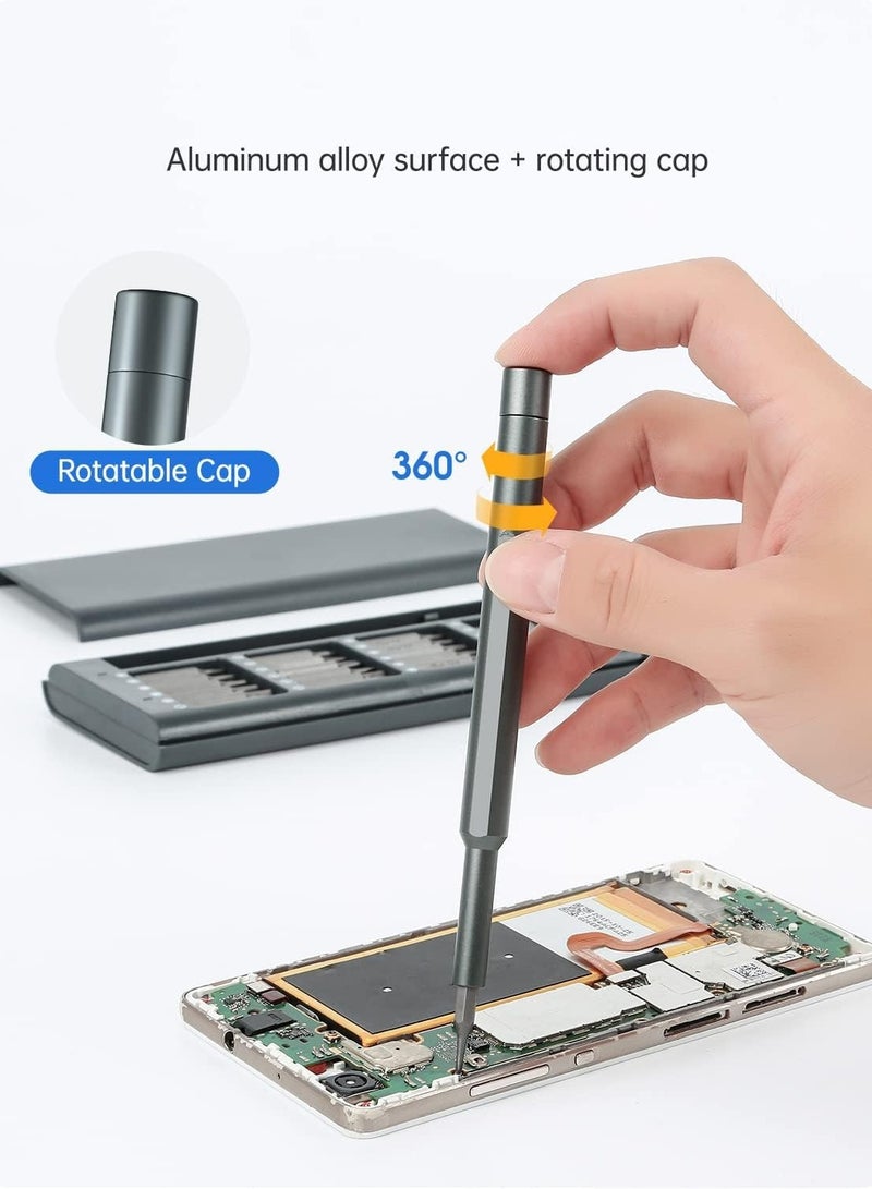 Home Care 24 in 1 Mini Screwdriver Magnetic Driver Bits Set S2 Alloy Steel Pocket Manual Screwdriver Tool Set Repair Tool Kit Grey - Image 2