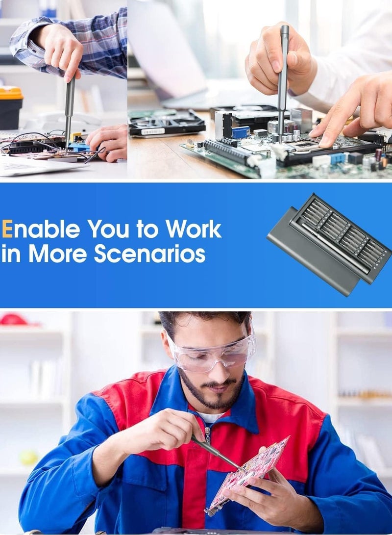 Home Care 24 in 1 Mini Screwdriver Magnetic Driver Bits Set S2 Alloy Steel Pocket Manual Screwdriver Tool Set Repair Tool Kit Grey - Image 5