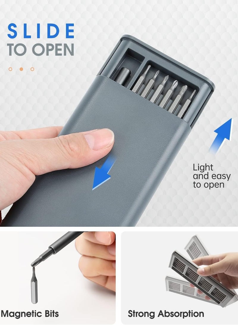 Home Care 24 in 1 Mini Screwdriver Magnetic Driver Bits Set S2 Alloy Steel Pocket Manual Screwdriver Tool Set Repair Tool Kit Grey - Image 3