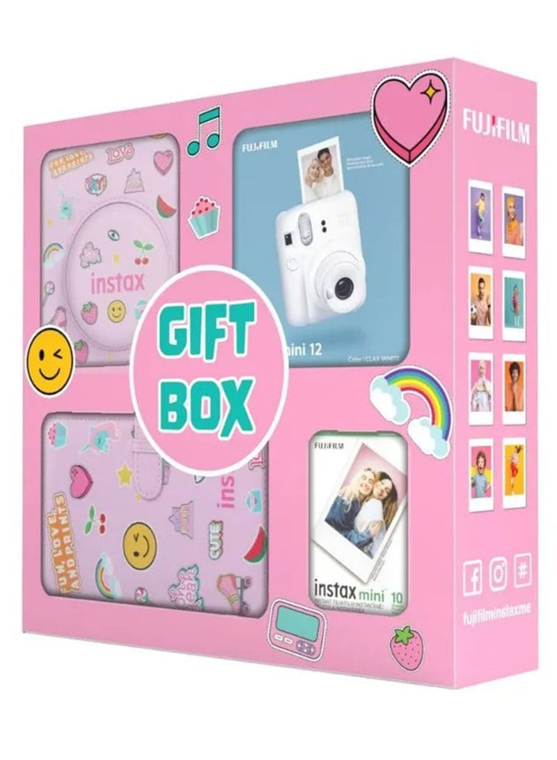 FUJIFILM - Instax Camera Mini 12 Clay White With Gift Box Album - Image 1