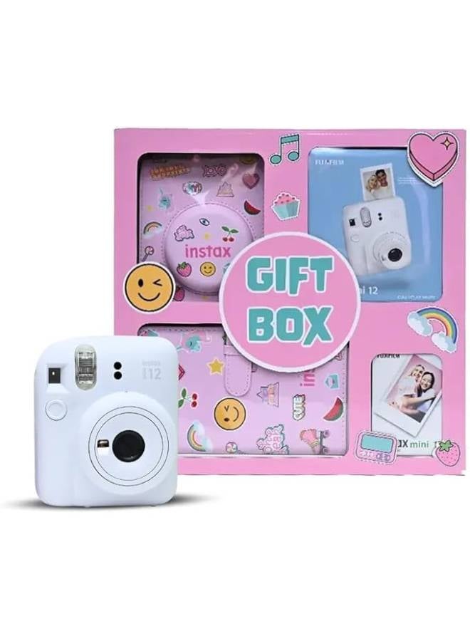 FUJIFILM - Instax Camera Mini 12 Clay White With Gift Box Album - Image 1