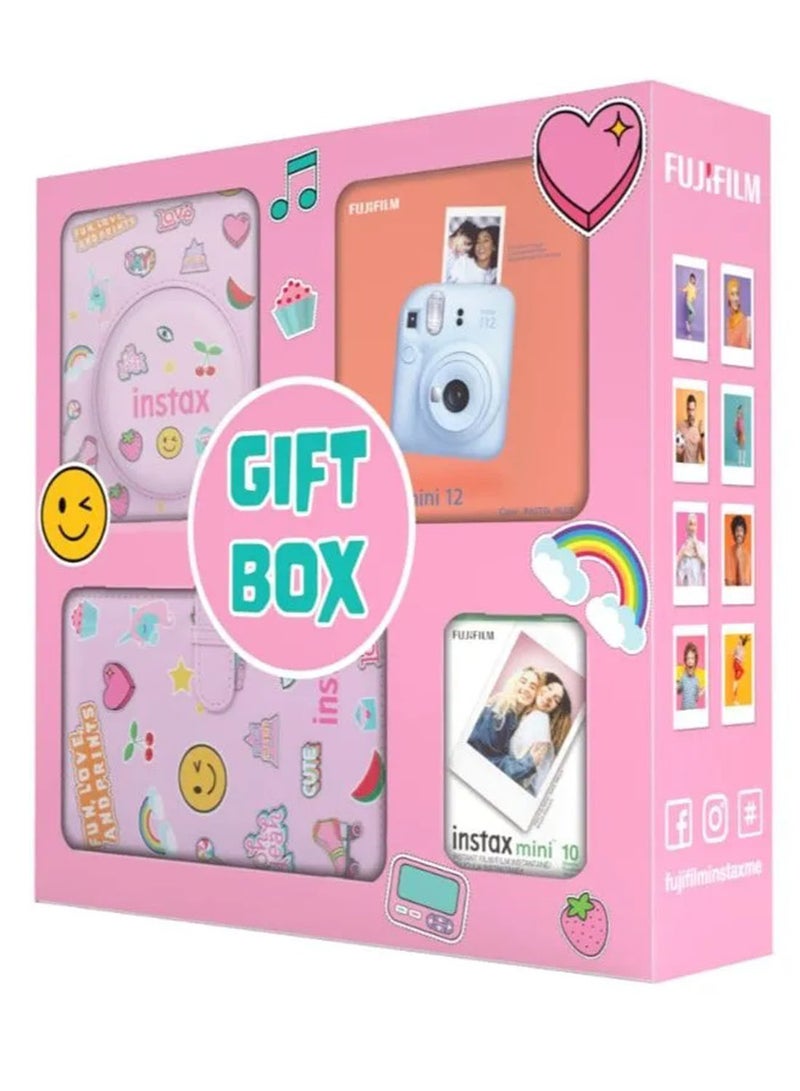 FUJIFILM - Instax Camera Mini 12 Pastel Blue With Gift Box Album - Image 1