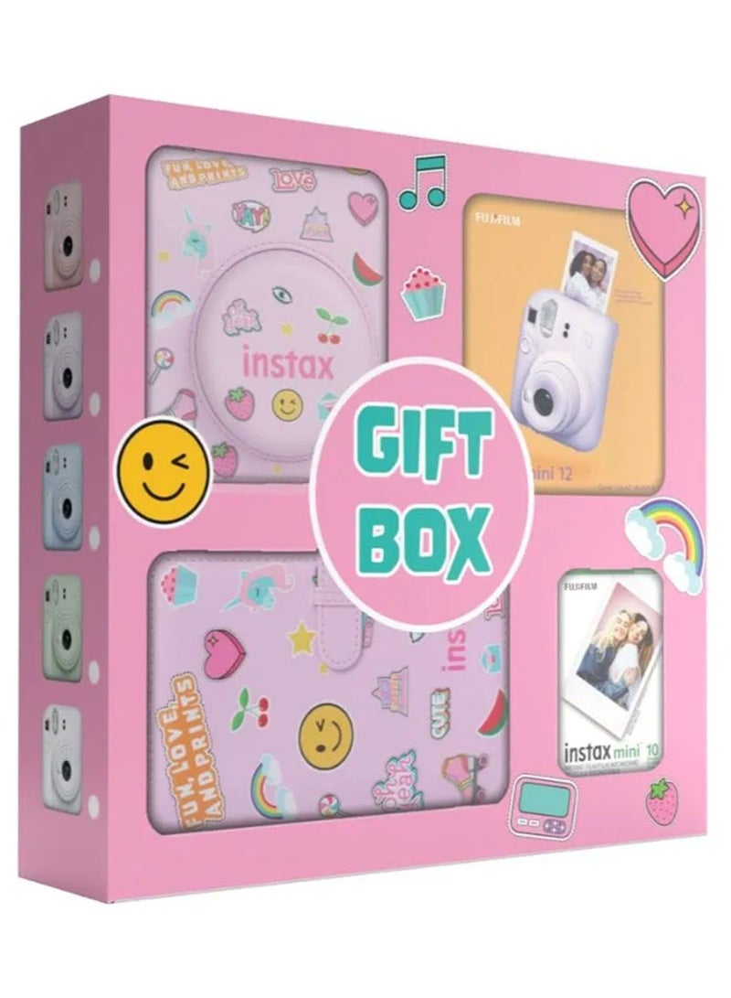 FUJIFILM Instax Camera Mini 12 Lilac Purple With Gift Box Album  - Image 2