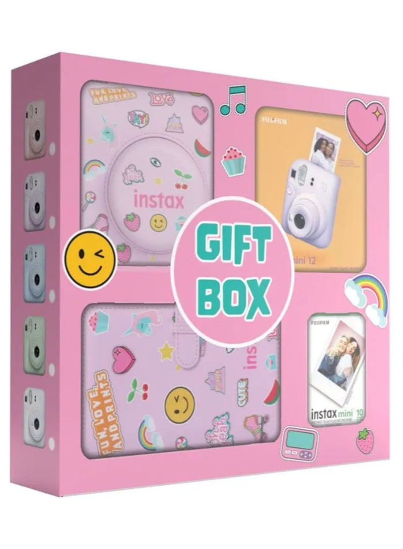 FUJIFILM Instax Camera Mini 12 Lilac Purple With Gift Box Album  - Image 1