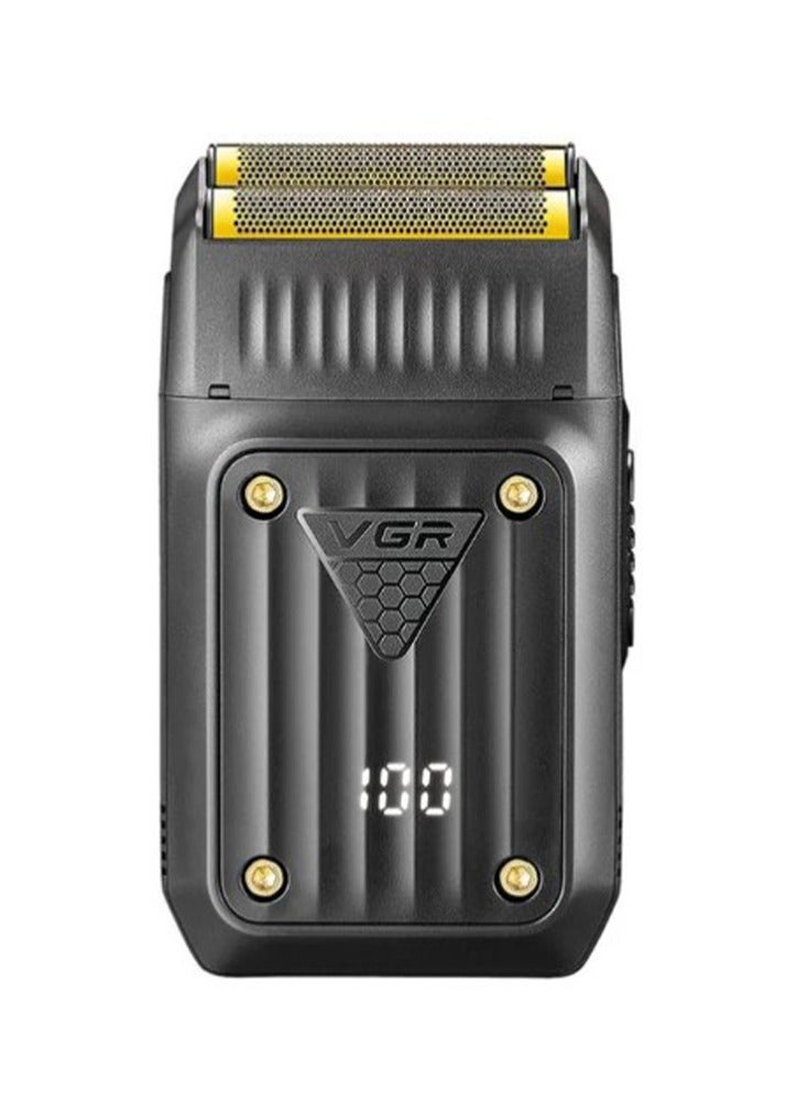 في جي آر ماكينة حلاقة كهربائية احترافية للرجال، مريحة وسريعة، لتحقيق بشرة ناعمة تمامًا، شفرات قابلة للاستبدال وإعادة الشحن طراز V-363. - Image 1