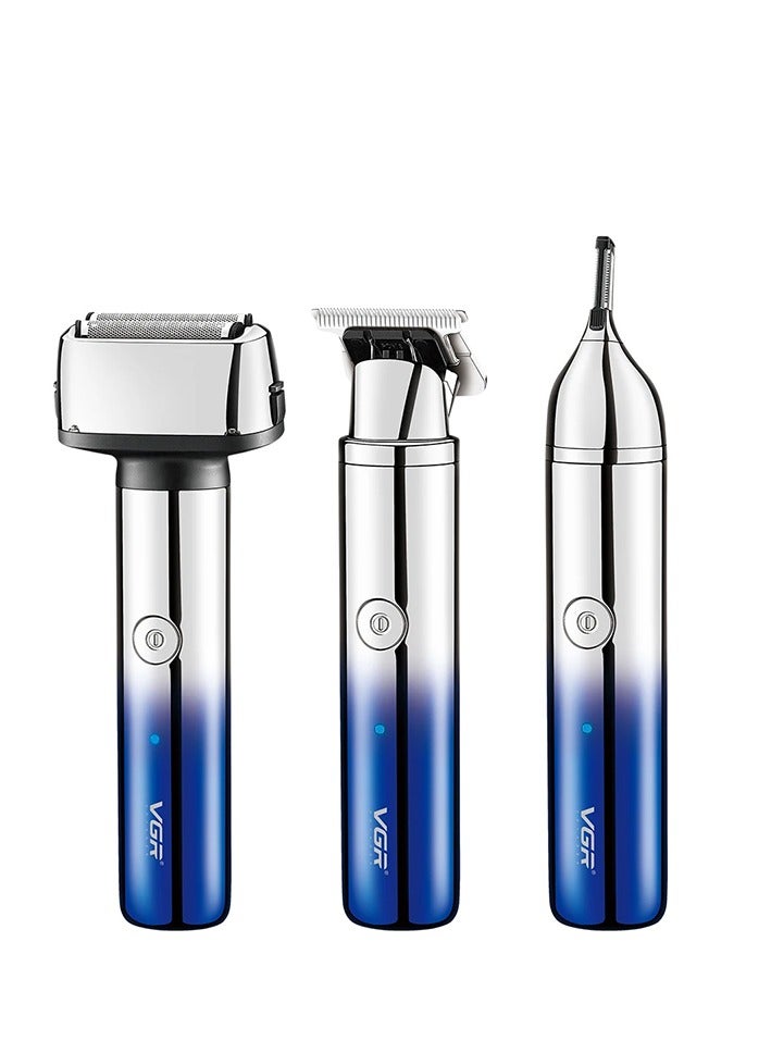 VGR Professional USB Rechargeable V-365 , 3 IN 1 , Home Functional Reciprocating Shaver, Cleaning brush, Protection cap, USB charging cable, 4pc guide comb , 90 Minutes Operating Time  - Image 1