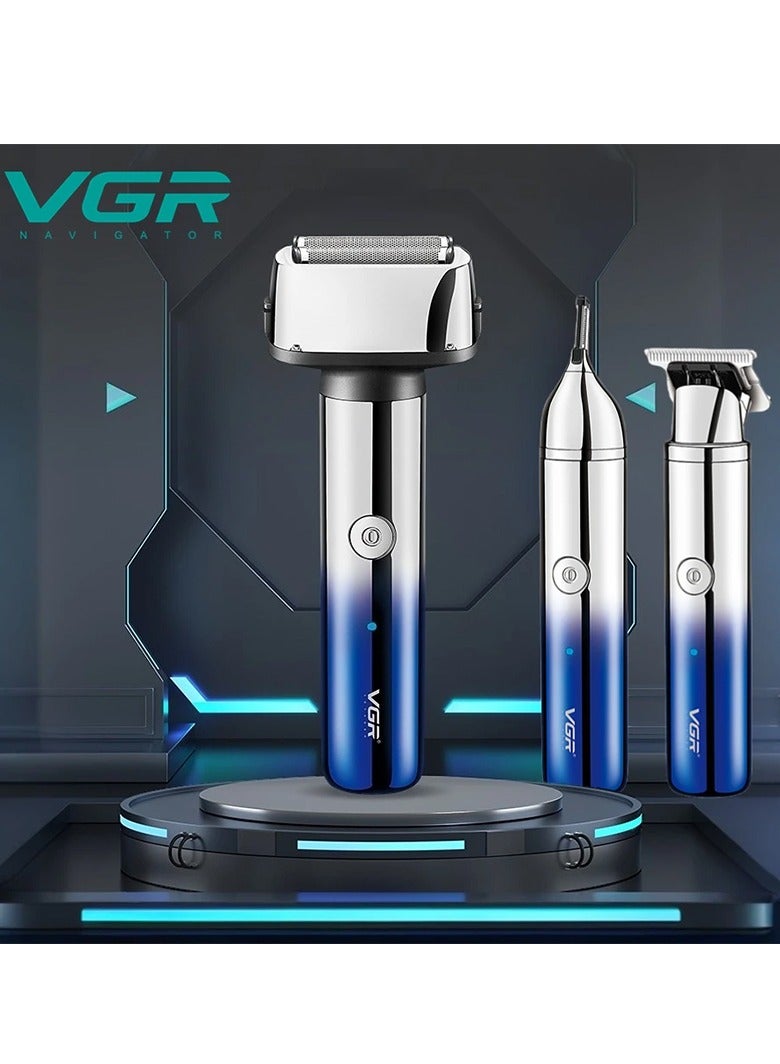 VGR Professional USB Rechargeable V-365 , 3 IN 1 , Home Functional Reciprocating Shaver, Cleaning brush, Protection cap, USB charging cable, 4pc guide comb , 90 Minutes Operating Time  - Image 3