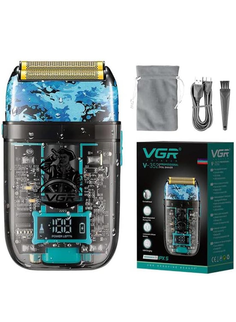 VGR Professional USB Rechargeable Water proof Home Functional Reciprocating Shaver, Cleaning brush, Protection cap, USB charging cable, 2*600mAh Lithium battery  - Image 1