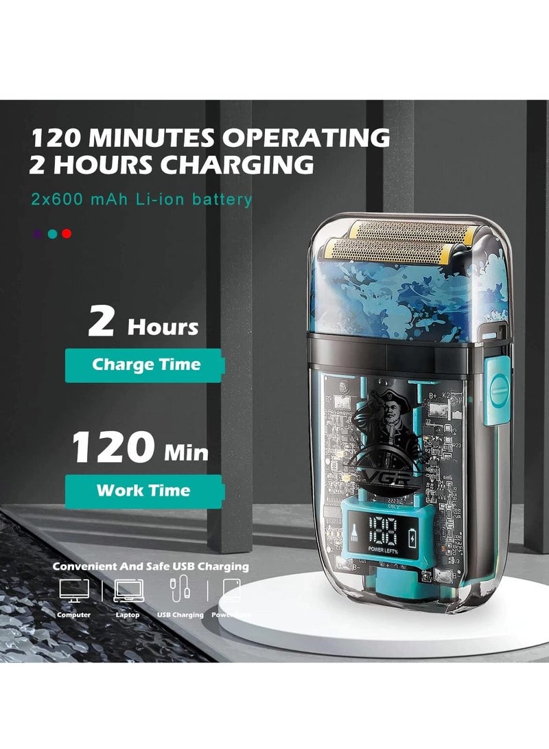 VGR Professional USB Rechargeable Water proof Home Functional Reciprocating Shaver, Cleaning brush, Protection cap, USB charging cable, 2*600mAh Lithium battery  - Image 5