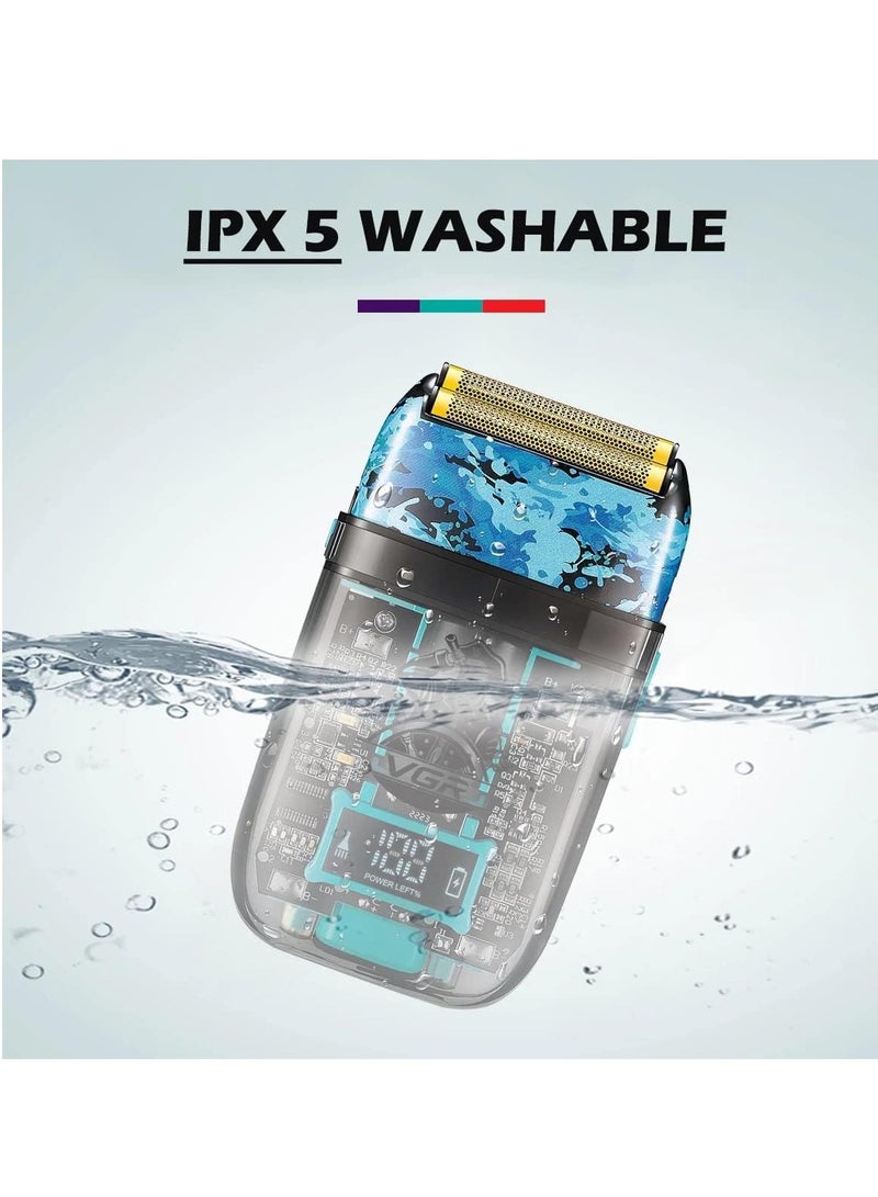 VGR Professional USB Rechargeable Water proof Home Functional Reciprocating Shaver, Cleaning brush, Protection cap, USB charging cable, 2*600mAh Lithium battery  - Image 4