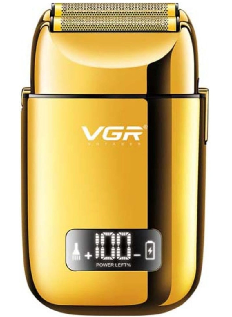 VGR - Professional USB Rechargeable V-338  ,LED Display ,  Foil Shaver , Home Functional Reciprocating Shaver, Cleaning brush, Protection cap, USB charging cable, 3pc guide comb , 120 Minutes Operating Time - Image 1