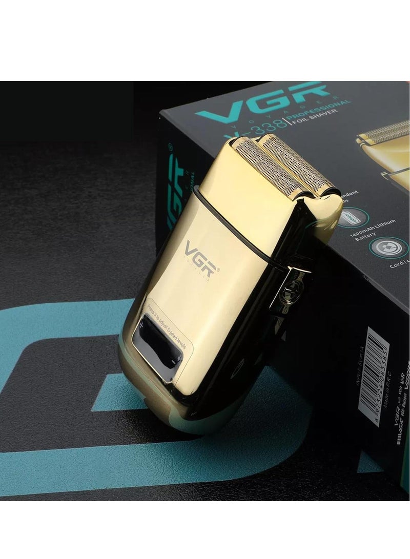 VGR - Professional USB Rechargeable V-338  ,LED Display ,  Foil Shaver , Home Functional Reciprocating Shaver, Cleaning brush, Protection cap, USB charging cable, 3pc guide comb , 120 Minutes Operating Time - Image 1