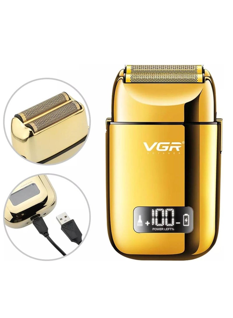 VGR - Professional USB Rechargeable V-338  ,LED Display ,  Foil Shaver , Home Functional Reciprocating Shaver, Cleaning brush, Protection cap, USB charging cable, 3pc guide comb , 120 Minutes Operating Time - Image 1