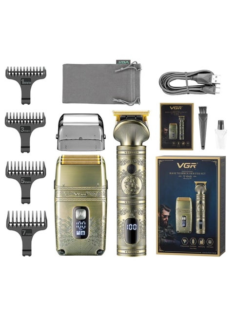 Professional Hair Trimmer Shaver Set - Precision Grooming With Titanium Foils, Detachable T-Blade, And Usb Recharge Ability For Ultimate Convenience , V-649