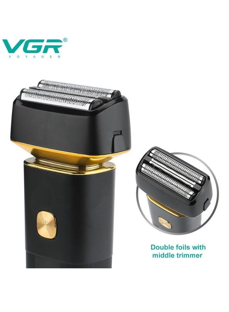 VGR V-355 Premium Cordless Rechargeable IPX6 Fully Waterproof 3 Razor Electric Shaver Wet & Dry Shaver for Face Care Beard Trimmer Super-Fast Charge 100 minutes Runtime with LED Digital Display  - Image 4