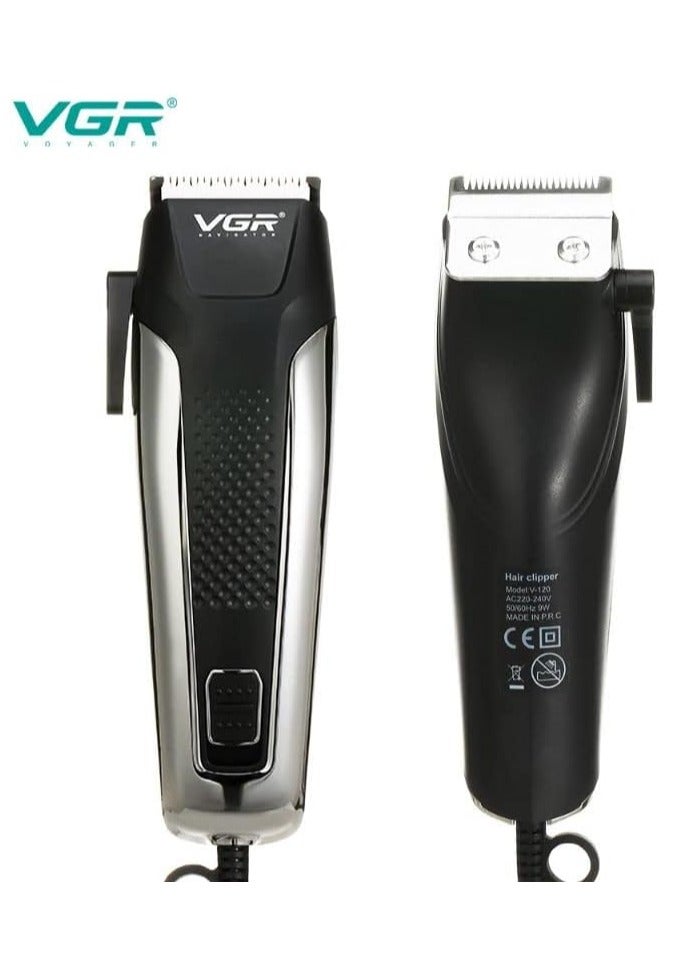 VGR V-120 Professional Hair Clipper with Self Sharpening Blades, 8 Guide Combs, Scissors, Comb, Taper Lever Adjustments for close cut trimming for men, Corded (Black) - Image 5
