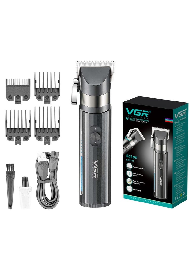 VGR V-687 Salon Series Professional Cordless Hair Clippers Electric Hair Cutter Machine Kit Rechargeable Wireless Hair Grooming Trimmers Set, Rechargeable Li-ion Battery 2500mAh 300 minutes Runtime  - Image 1
