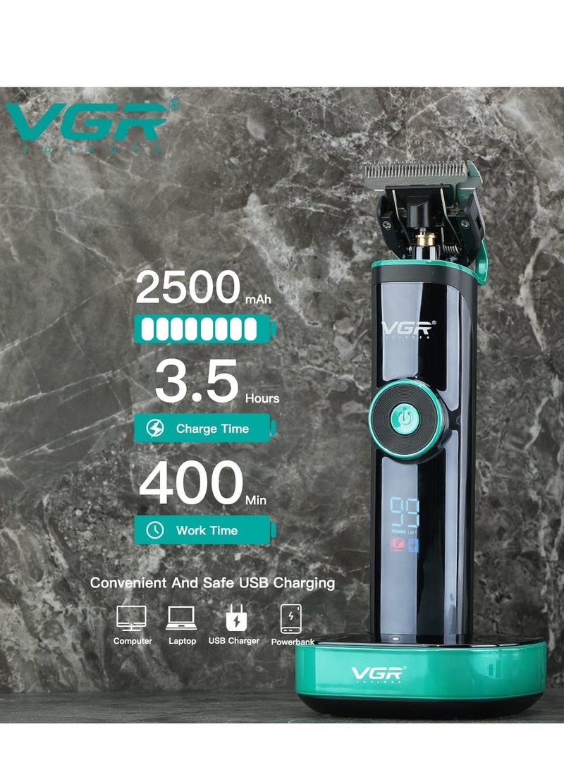VGR V-671 Salon Series Professional Digital Display Cordless Hair Clipper with Dual motor Beard Trimmer for Men Rechargeable Li-ion Battery 2500mAh 400 minutes Runtime USB Powered Charging Pod & Stand  - Image 4