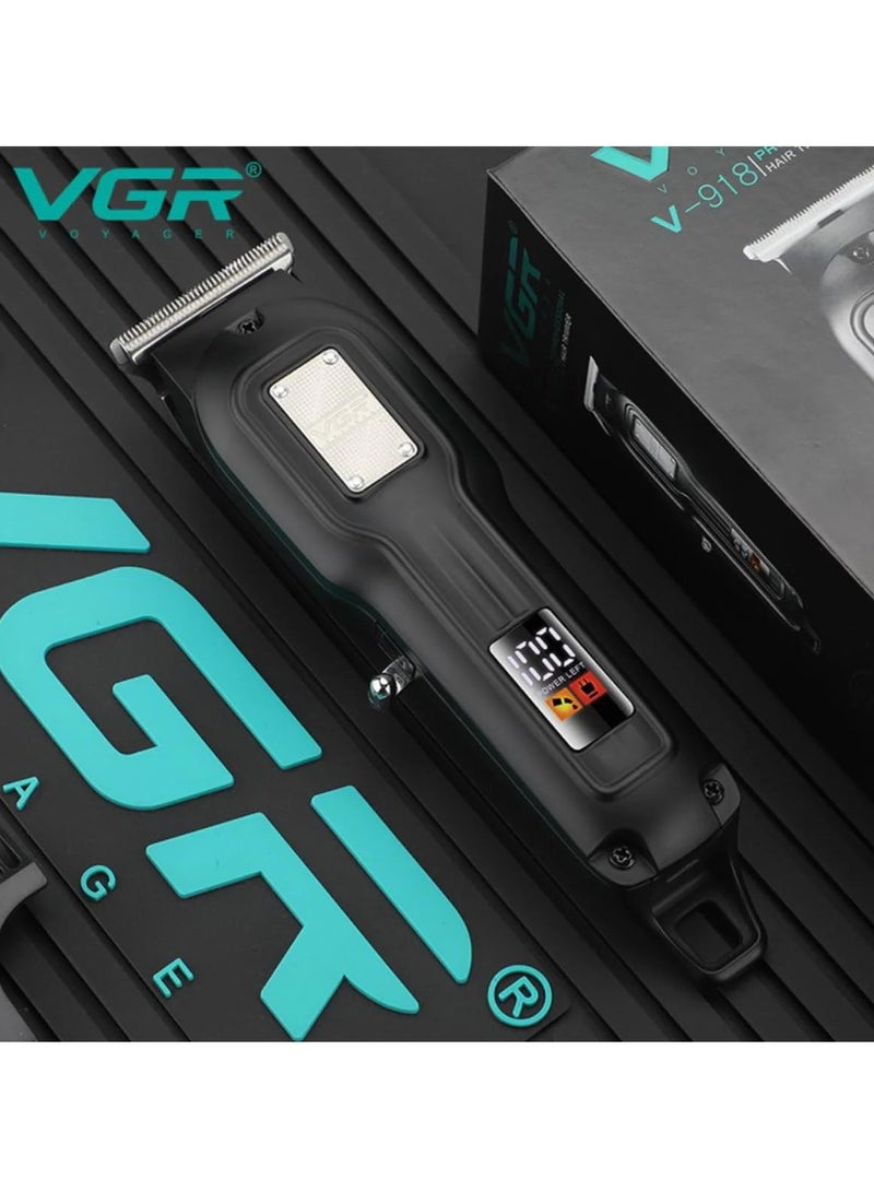 VGR - V-918 Professional T- blade Trimmer, Beard Hair Trimmer with Digital Display, Adjustable Length with 3 Guide Combs, 100 Minutes Runtime, Low Noise, 600mAh Lithium Battery (Black) - Image 1